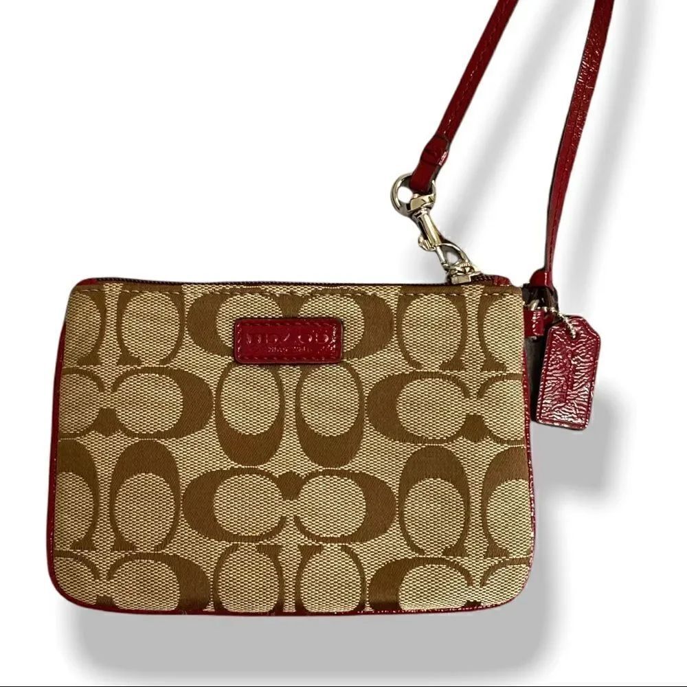 Authentic Vintage Jaquard COACH Wristlet “Beige/Brown/Burgundy”